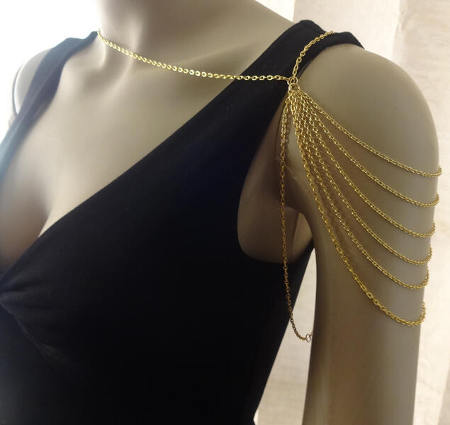Golden Dianne Cascading Shoulder Chain Necklace