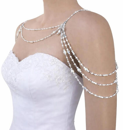Delicate Pearl & Crystal Bead Multi-Link Shoulder Necklace