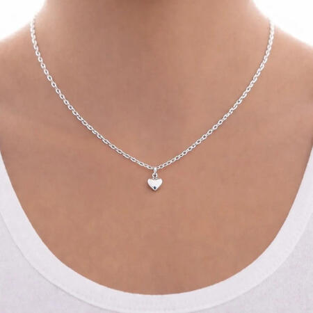 Showing a Little Heart Silver Charm Necklace